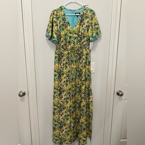 Alexia Admor Floral Maxi Dress - Yellow and Blue
